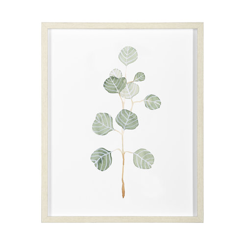 13366 - Soft Eucalyptus Branch II by Emma Scarvey Hand Embellished Framed Art Print Matted under Glass