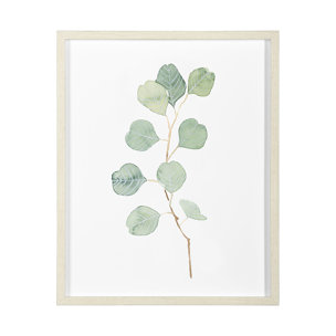 Soft Eucalyptus Branch IV by Emma Scarvey Hand Embellished Framed Art Print Matted under Glass