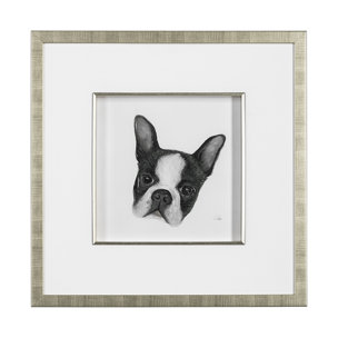 Floyd (Boston Terrier 1) by Mercana Studio Hand Embellished Framed Art Print Matted under Glass