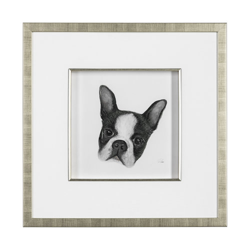 13375 - Floyd (Boston Terrier 1) by Mercana Studio Hand Embellished Framed Art Print Matted under Glass