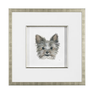 Eddie (Yorkie 1) by Mercana Studio a Hand Embellished Textured Framed Art Print Matted under Glass