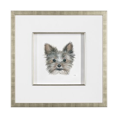 13377 - Eddie (Yorkie 1) by Mercana Studio a Hand Embellished Textured Framed Art Print Matted under Glass