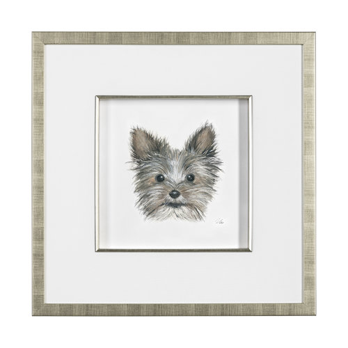 13377 - Eddie (Yorkie 1) by Mercana Studio a Hand Embellished Textured Framed Art Print Matted under Glass