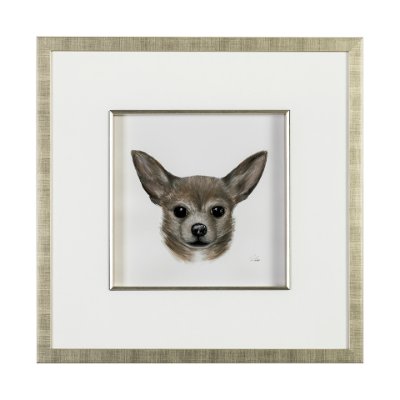 13378 - Charlote (Chihuahua) by Mercana Studio Hand Embellished Textured Framed Art Print Matted under Glass