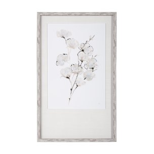 Summer Cotton III by Chris Paschke a Hand Embellished Textured Framed Art Print Matted under Glass