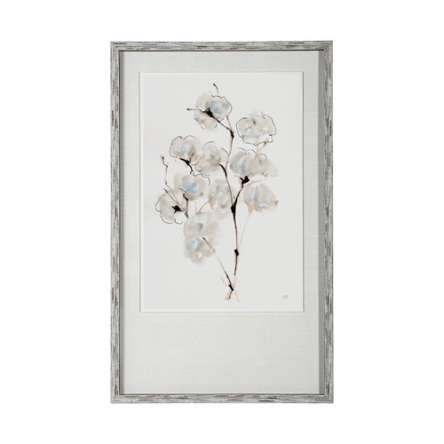 13424 - Summer Cotton IV by Chris Paschke a Hand Embellished Textured Framed Art Print Matted under Glass