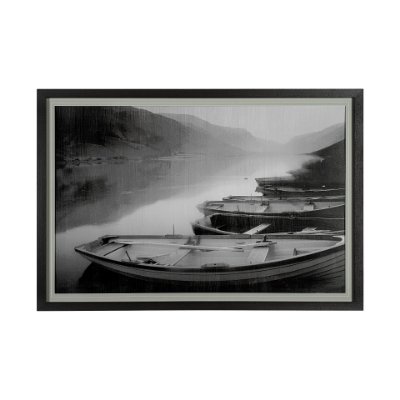 13445 - Moored at Sunset by Peter Adams a Hand Embellished Textured Framed Photo Art Print Matted under Glas