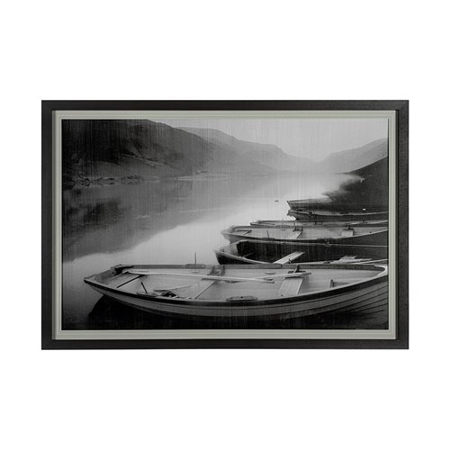 13445 - Moored at Sunset by Peter Adams a Hand Embellished Textured Framed Photo Art Print Matted under Glas