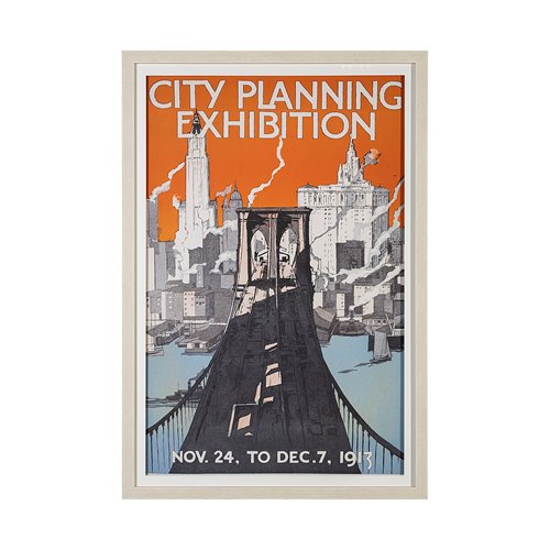 13466 - City Planning Exhibition by The Vintage Collection a Framed Art Print Matted under Glass