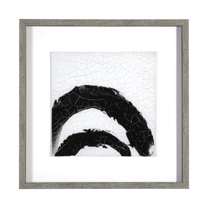 Yang (White) by Mercana Studio a Hand Embellished Textured Framed Art Print Matted under Glass