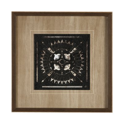 13487 - Sandpainting-Ink I by Mercana Studio a Hand Embellished Textured Framed Art Print Matted under Glass