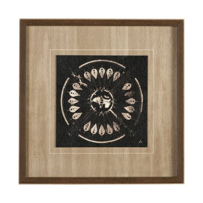 13488 - Sandpainting-Ink II by Mercana Studio Hand Embellished Textured Framed Art Print Matted under Glass