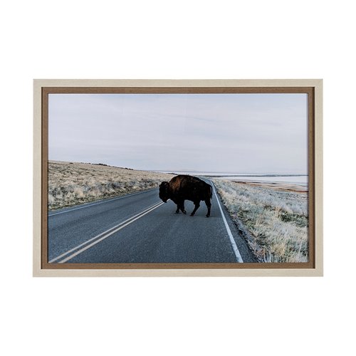 13497 - Bison Crossing by Chelsea Victoria a Hand Embelished Textured Framed Photo Art Print Matted under Gl
