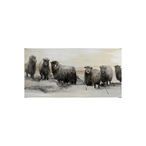 101767-S - Winter Sheeps I by Stellar Design Studio a Hand Embellished Textured Canvas