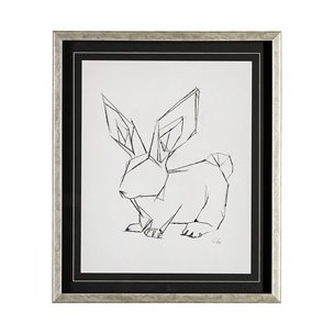 Geo Bunny by Mercana Studio a Hand Embellished Textured Framed Art Print Matted under Glass