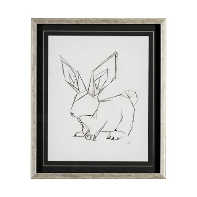 13408 - Geo Bunny by Mercana Studio a Hand Embellished Textured Framed Art Print Matted under Glass