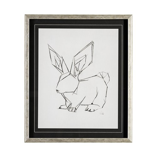 13408 - Geo Bunny by Mercana Studio a Hand Embellished Textured Framed Art Print Matted under Glass