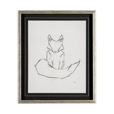 13409 - Geo Fox by Mercana Studio a Hand Embellished Textured Framed Art Print Matted under Glass