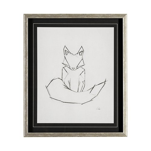 13409 - Geo Fox by Mercana Studio a Hand Embellished Textured Framed Art Print Matted under Glass