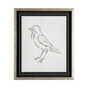Geo Robin by Mercana Studio a Hand Embellished Textured Framed Art Print Matted under Glass