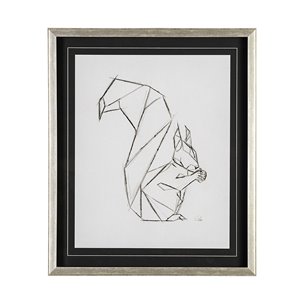 Geo Squirrrel by Mercana Studio a Hand Embellished Textured Framed Art Print Matted under Glass