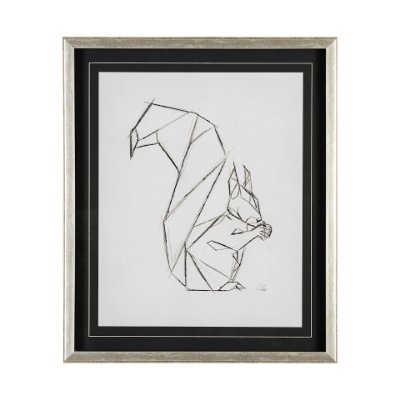 13411 - Geo Squirrrel by Mercana Studio a Hand Embellished Textured Framed Art Print Matted under Glass