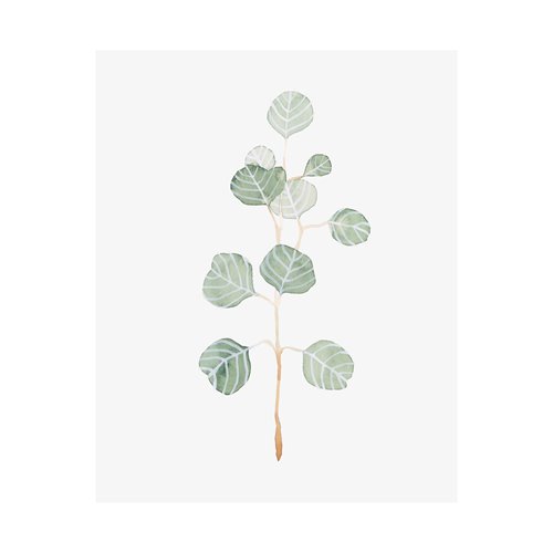 101762-L - Soft Eucalyptus Branch II by Emma Scarvey a Hand Embellished Textured Canvas