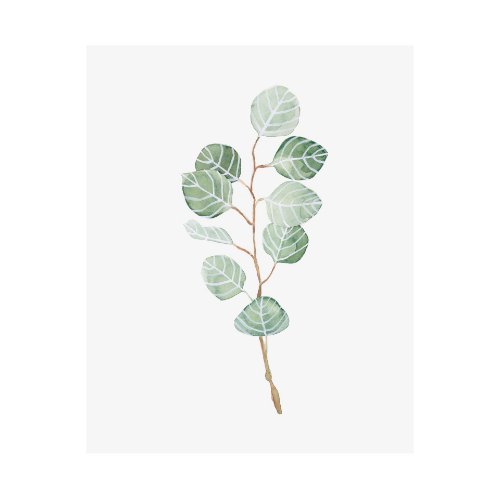 101763-L - Soft Eucalyptus Branch III by Emma Scarvey a Hand Embellished Textured Canvas