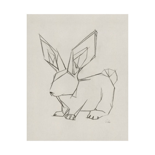 101789-L - Geo Bunny by Mercana Studio a Hand Embellished Textured Canvas