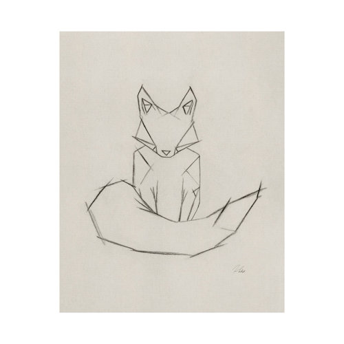 101790-L - Geo Fox by Mercana Studio a Hand Embellished Textured Canvas