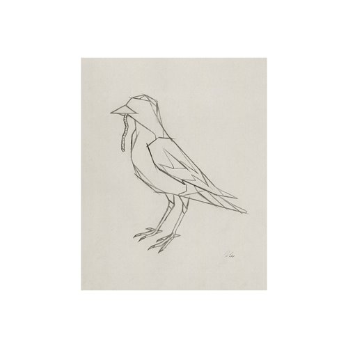 101791-S - Geo Robin by Mercana Studio a Hand Embellished Textured Canvas