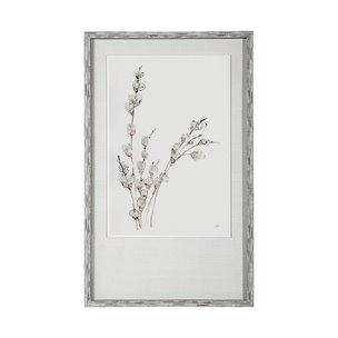 Pussy Willows V by Chris Paschke a Hand Embellished Textured Framed Art Print Matted under Glass