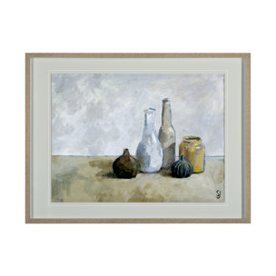 A Collection of Bottles by Steven Johnson Hand Embellished Framed Art Photo Matted under Glass
