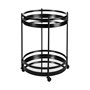 68734 - Ada Round Shape Black Metal Frame Two-Tier w/Glass Shelf Bar Cart