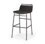 68766 - Kavalan 37.5" Total Height Ebony Leather Seat Black Metal Frame Bar Stool