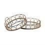 68994 - Leona (Set of 2) Natural Wicker Woven Mirrored Base Nesting Trays