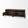 69018 - Glenn IV Dark Brown Wood w/ Black Iron Frame Media Console w/ Storage, TV Stand for TV up to 71"