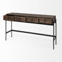69017 - Glenn III 56L x 14W Dark Brown Wood w/ Black Iron Frame, 4 Drawer Console Table