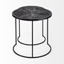 68987 - Chakra 19.7" Set of Two Round Dark Wood Top Black Frame Accent Tables