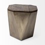 68902 - Esagono Octagonal Gold Metal-Clad Reclaimed Wood End/Side Table w/ Storage