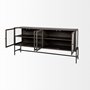 69011 - Arelius 70L x 18.75W x 32H Black-Brown Wood, Black Metal Base w/ 4 Glass Cabinet Doors Sideboard