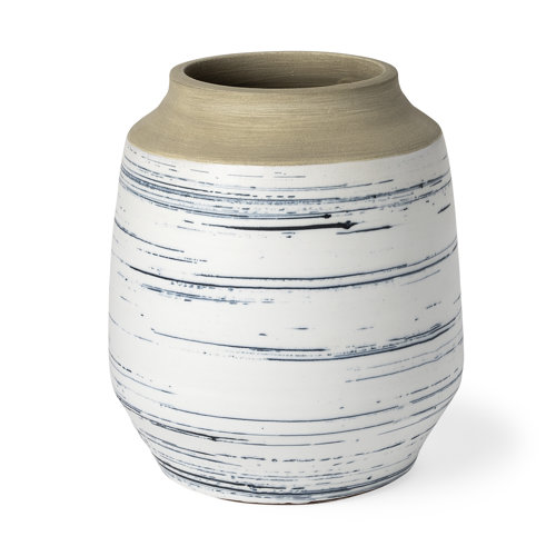 69042 - Sonnett Tall White/Blue Ceramic Vase 