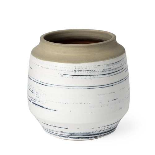 69043 - Sonnett Short White/Blue Ceramic Vase 