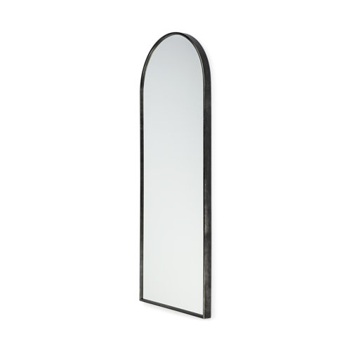 68739 - Agatha 28.0L x 2.0W x 70.0H Rounded Arch Black Metal Frame Full Length Mirror