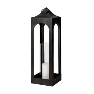 Ina Short Charcoal Metal Candle Holder Lantern 