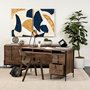 69021 - Glenn VII 56L x 22W Dark Brown Wood w/ Black Iron Frame, 3 Drawer Office Desk