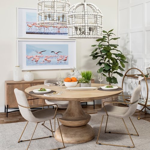 68518-AB - Crossman 60" Round Blonde Solid Wood & Base Dining Table