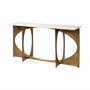 68660-AB - Reinhold IV 59L x 16W White Marble Top Gold Metal Base Console Table 