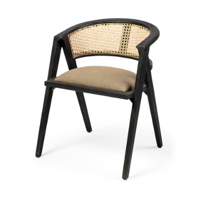 68495 - Tabitha I Black Wooden Frame Linen Wrap Seat Dining Chair