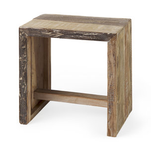 Solveig 18.0L x 13.0W x 17.0H Light Brown Wood Rectangular Accent Stool